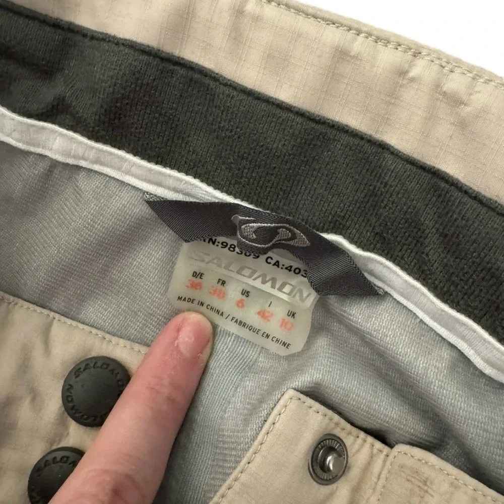Salomon Advanced‎ Ski Snowboarding Men Unisex Pants Tan Logo Size 6